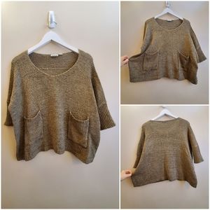 Noisy May loose drapey sweater khaki with 2 patch pockets details, Medium